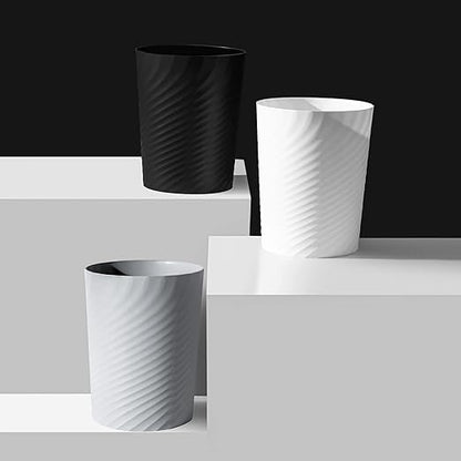 UUJOLY Plastic Small Trash Can Wastebasket, Garbage Container Basket for Bathrooms, Laundry Room, Kitchens, Offices, Kids Rooms, Dorms, 1.8 Gallon, Grey, 3 Pack