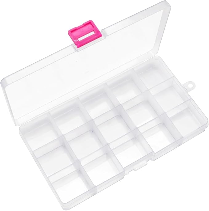 IOOLEEM 15 Grids Plastic Bead Organizer Box, Organizer Container Storage Box, Dividers for Bead Arts and Crafts.