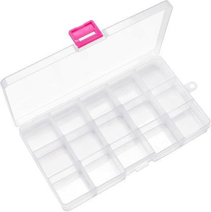 IOOLEEM 15 Grids Plastic Bead Organizer Box, Organizer Container Storage Box, Dividers for Bead Arts and Crafts.