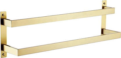 KOKOSIRI Bath Towel Bars 20-Inch Bathroom 2-Tiers Ladder Brushed Gold Towel Rails Towel Holders Wall Mounted Towels Shelves Rack Stainless Steel, B5008BG-L20
