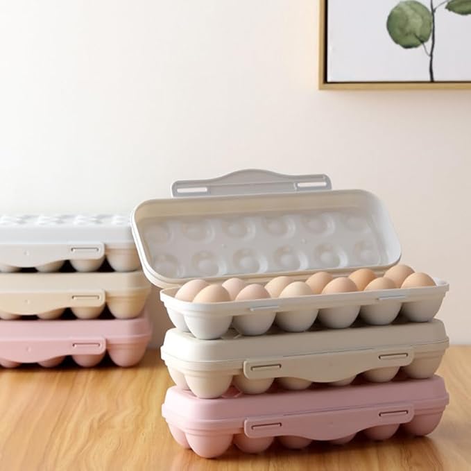 UPKOCH Stackable Plastic Egg Storage Box for Refrigerator Portable Anti-Collision Egg Holder with Lid 18-Count Shatterproof Container Space-Saving Kitchen Organizer
