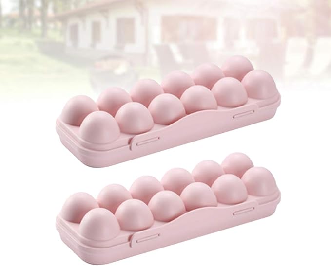 Cabilock 12 Egg Storage Box with Lid Stackable Fridge Organizer for Kitchen Clear Plastic Egg Holder for Refrigerator Space-Saving Tray for Household Use