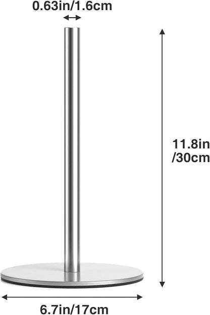 Silver Paper Towel Holder Free-Standing, Premium Stainless Steel Paper Rolls Organizer, Classic Fashion Kitchen Roll Dispenser