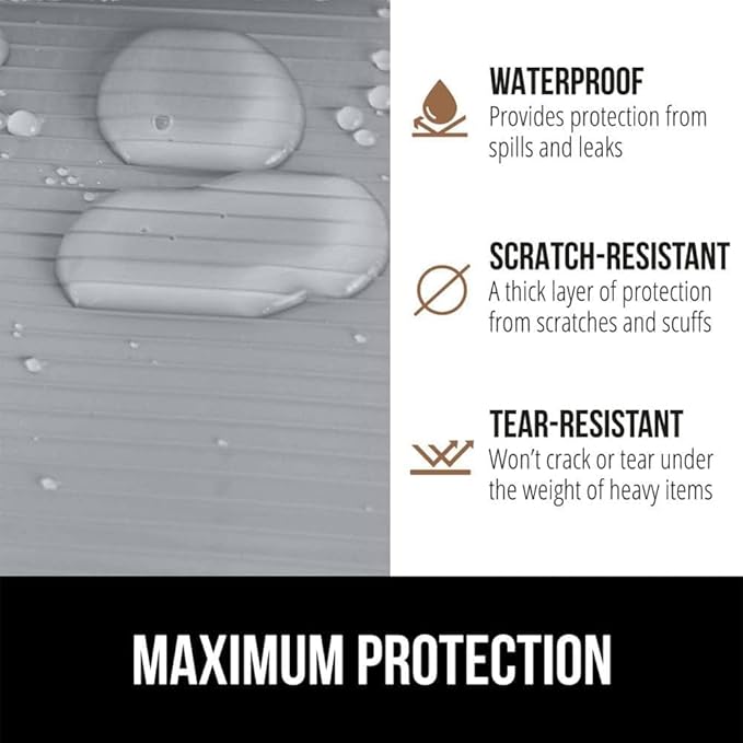 GORILLA GRIP DuraGuard Shelf Liner, 20x20 Non-Adhesive Cabinet Liners for Kitchen Drawers, Shelves, Refrigerator, Pantry Storage, Bathroom Closet, Durable Waterproof BPA Free Ribbed Plastic, Lt Gray