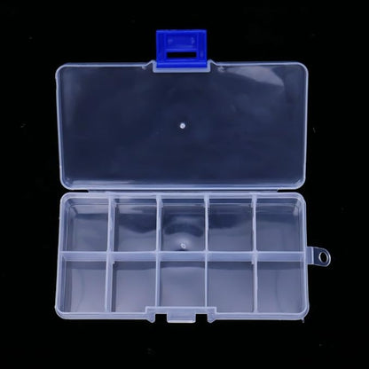 Plastic Jewelry Organizer Box Clear Storage Bead Case for Little Crafts/Arts 2 Pack Container with 10 Grids, Small