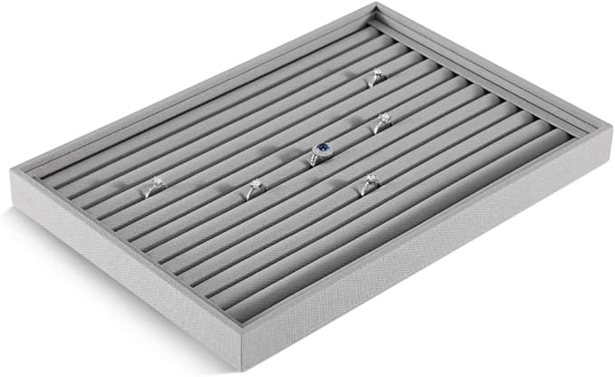 Dansmiy Linen Stackable Ring Ear Studs Display Tray, Premium Rings Storage Tray, Jeweler Shop Counter Showcase Table Top Organizers, Makeup Table Drawer Insert Jewelry Tray