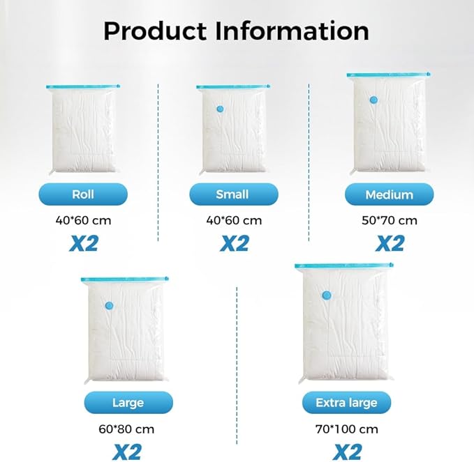 10 Pack Vacuum Storage Bags, Cordless Travel Vacuum Storage Compression Bag with Electric Pump, Space Saver Bags Vacuum Seal Bags for Clothes Bedding Luggage Suitcase Home Organization Moving