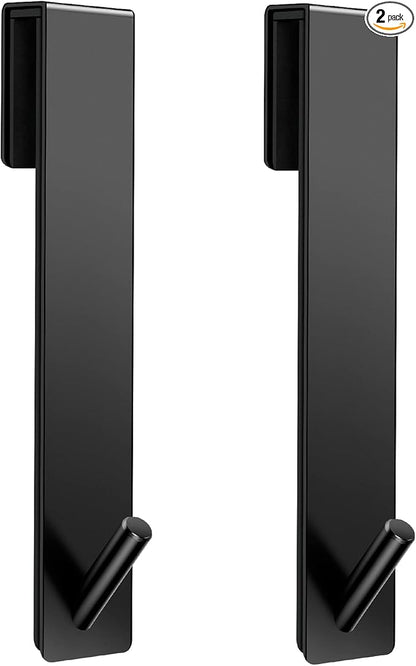 Kontoyo Shower Door Hooks(7.5 Inch),Extended Over Door Hooks for Bathroom Frameless Glass Shower Door,Stainless Steel Towel Hooks,Heavy Duty Rack Hooks for Robe,Towel-2 Pack-Black