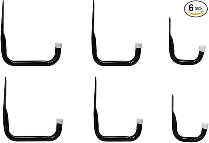 8088E Heavy Duty Steel Garage Storage/Assorted Utility Hooks, 6 Pack, black
