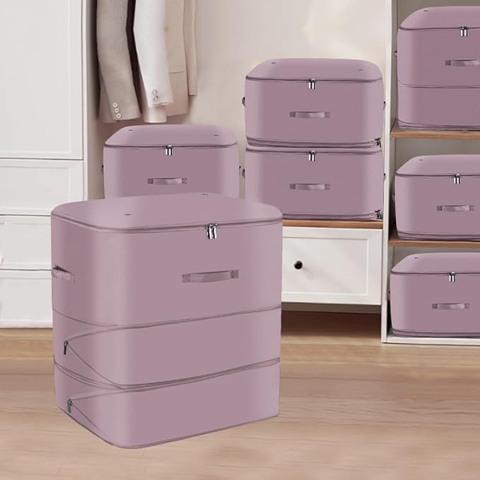 Space Saving Self Compression Organizer,Compression Storage Bags for Bedding and travel,Storage bags for Blankets Duvet Quilts Pillows, Comforter Storage with zippered ventilation holes（pink XL）