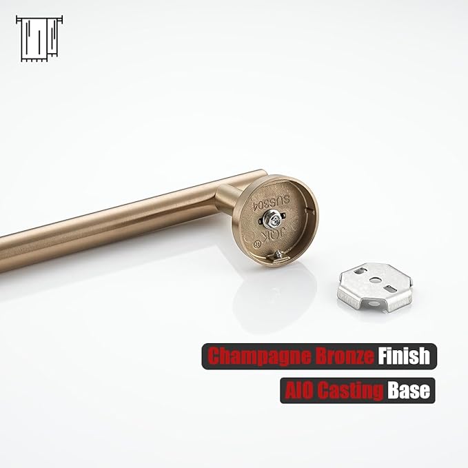 JQK Champagne Bronze Towel Bar, 20.5 Inch 304 Stainless Steel Thicken 0.8mm Towel Rack Bathroom, Towel Holder Wall Mount, Useable Length 18 Inch, TB110L18-CB
