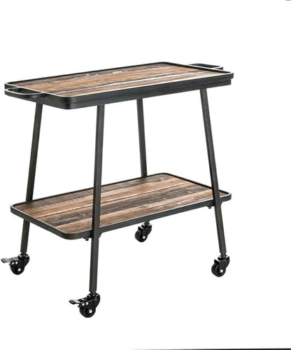 Pemberly Row Modern/Contemporary Felix 2 Tier Wooden Kitchen Bar Cart Black