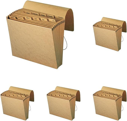 Smead Expanding File with Flap and Cord Closure, 12 Pockets, Monthly (Jan-Dec), Letter Size, Kraft (70186) (Pack of 5)