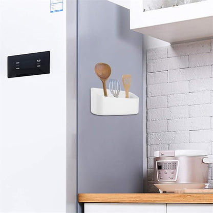 Magnetic Laundry Bin, Space-Saving Trash Container Hanging on Dryer, Washer or Wall Mount (White)