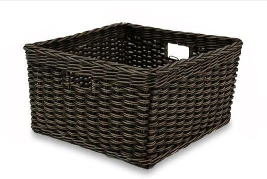 The Basket Lady Square Deep Wicker Storage Basket, Large, 18 in L x 18 in W x 10 in H