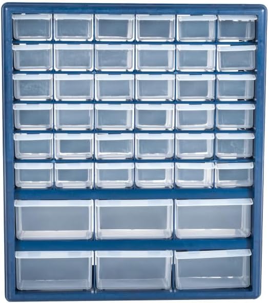 Plastic Storage Drawers – 42 Compartment Organizer – Desktop or Wall Mount Container for Hardware, Parts, Crafts, Beads, or Tools by Stalwart, 10 Targets
