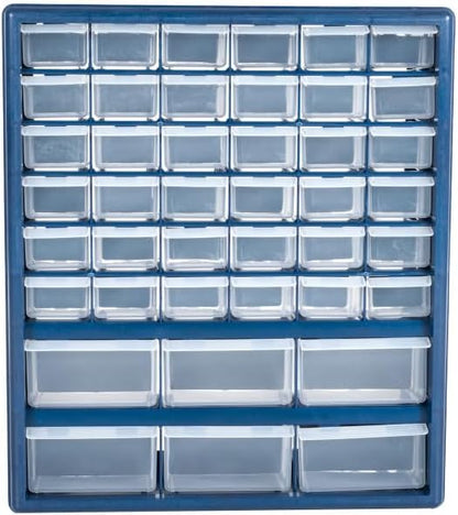 Plastic Storage Drawers – 42 Compartment Organizer – Desktop or Wall Mount Container for Hardware, Parts, Crafts, Beads, or Tools by Stalwart, 10 Targets