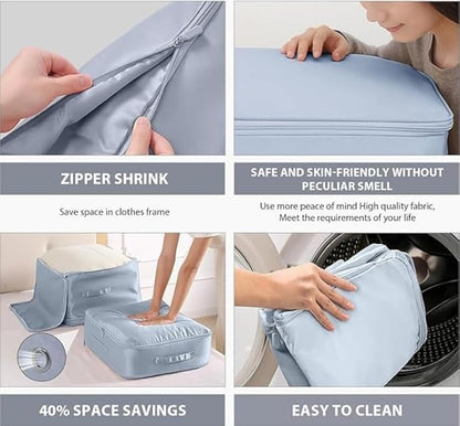 2025 Upgraded Ultra Space Saving Self Compression Organizer 3-Pack (XXL/XL/L) - Heavy Duty Double Layer Space Saver for Down Jackets, Duvets & Blankets, Waterproof Organizer for Travel/Dorm/Moving
