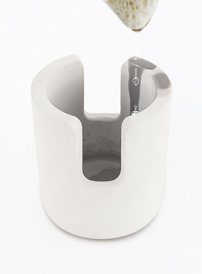 Slow Slog Diatomite Sponge Holder, Dish Sponge Stand for Kitchen Countertop, Stone Sponge Caddy Organizer, Face Sponge Holder, Cream