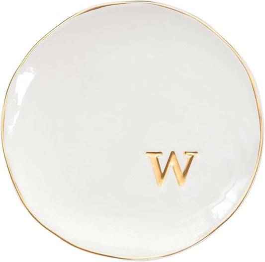 COLLECTIVE HOME - Ceramic Jewelry Tray, Decorative Trinket Dish for Rings Earrings Necklaces Bracelet Watch Keys, Birthday Mother's Day Christmas Gift for Women, 4.75", Glossy (w)