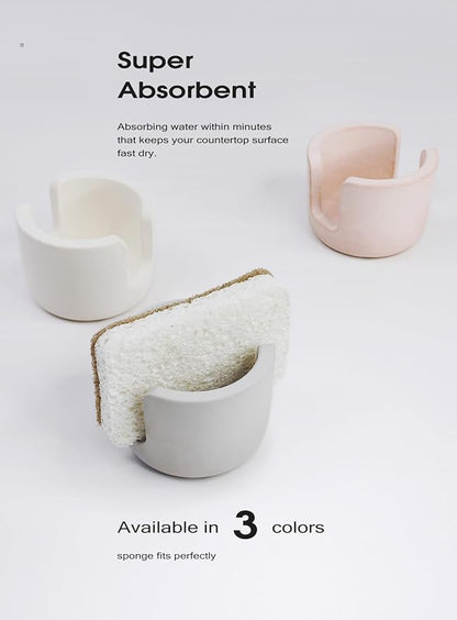 Slow Slog Diatomite Sponge Holder, Quick Dry Stone Sponge Stand for Kitchen Countertop Organizer, Diatomaceous Earth Sponge Stand, Absorbent Sponge Holder, Gray
