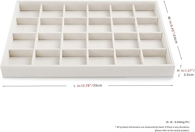 Oirlv Stackable 12 Girds Jewelry Trays Jewelry Storage Tray Showcase Display Organizer(13.8" X 1.4"X 9.4")