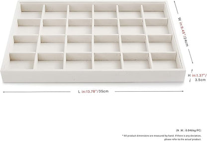 Oirlv Stackable 12 Girds Jewelry Trays Jewelry Storage Tray Showcase Display Organizer(13.8" X 1.4"X 9.4")