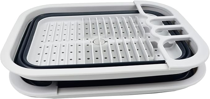 SAMMART 7.3L (1.9 Gallon) Collapsible Dish Drainer with Drainer Board - Foldable Drying Rack Set - Portable Organizer - Space Saving - pop up Storage (Grey/Slate Grey (Set of 2))