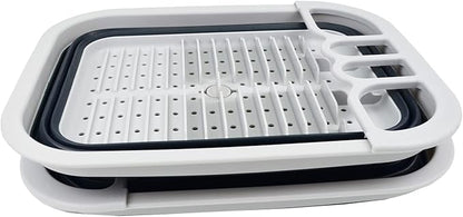 SAMMART 7.3L (1.9 Gallon) Collapsible Dish Drainer with Drainer Board - Foldable Drying Rack Set - Portable Organizer - Space Saving - pop up Storage (Grey/Slate Grey (Set of 2))