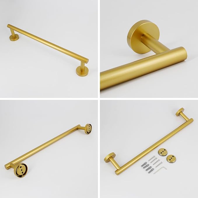 SUS 304 Stainless Steel 18-Inch Hand Towel Bar Gold Towel Rack Holder for Bathroom Wall Mount