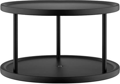 Navaris Two Tier Lazy Susan Storage Rack - Rotating Turntable Organizer for Kitchen Shelf Pantry Cupboard Fridge - Metal Rotating Vertical Spice Rack