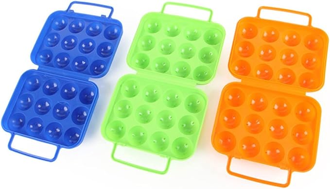 GLEAVI Egg Containers for Camping Portable 12 Eggs Plastic Storage Box Handle Lock for Kitchen