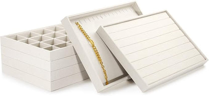 Oirlv linen Jewelry Display Trays Stackable Necklace Bracelet Ring Showcase Display Empty Plate(Pack of 1)