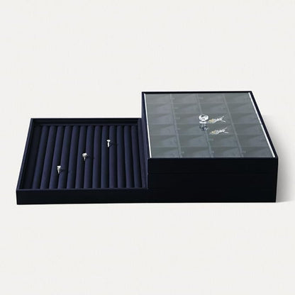 Acrylic Stackable Cover For Most 9.46" D x 13.79" W x 1.18" H Inch Jewelry Trays, Transperant Clear Dustproof Lid With Small Handle For Stackable Tray, Lid Size 9.06" D x 13.4" W x 0.75" H