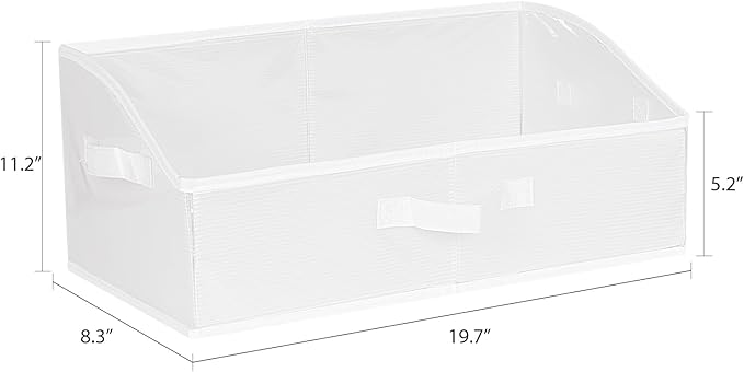 KEEGH Storage Bins for Closet Shelves Storage Basket for Shelves Waterproof Trapezoid Organizer Bin for Clothes with Handles, Beige, Set of 3