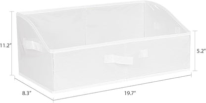 KEEGH Storage Bins for Closet Shelves Storage Basket for Shelves Waterproof Trapezoid Organizer Bin for Clothes with Handles, Beige, Set of 3