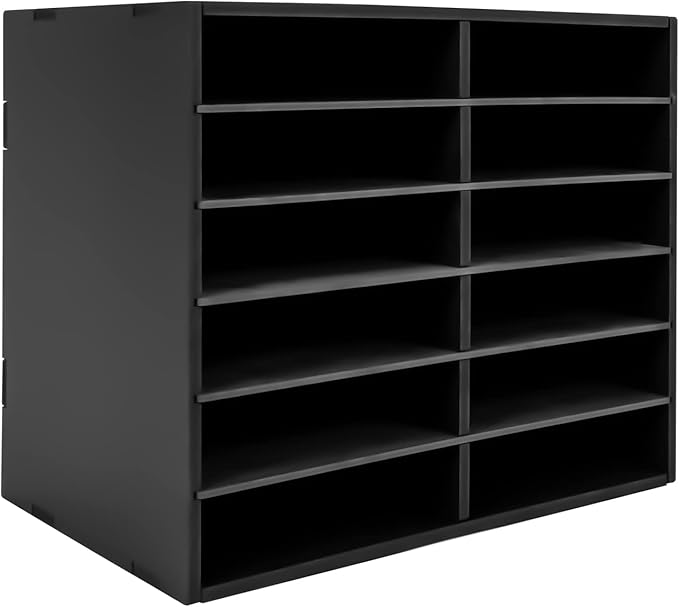 Gdrasuya10 12 Compartments Literature Organizer Adjustable File Sorter Organizer Desktop Document Storage Shelves Classroom Mailbox Office Paper Storage Holder Literature Sorter Cabinet