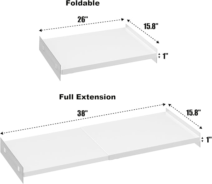 26-38in Expandable Shelf for Cabinet，Tension Shelves for Closet Pantry Wardrobe Cupboard Kitchen, 15.8" D,2packs