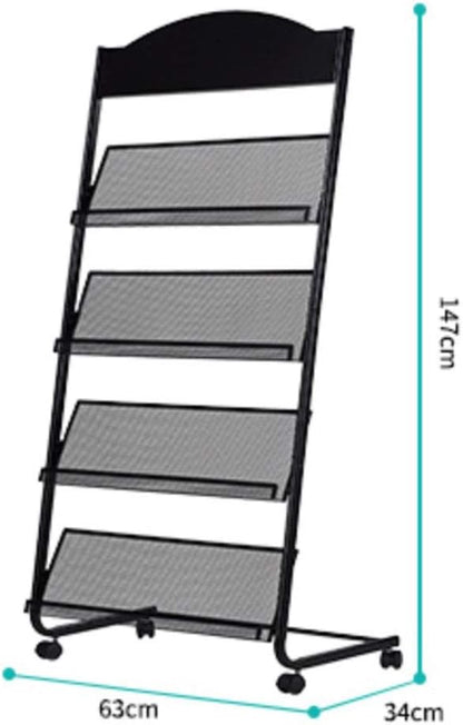 Iron Simple Floor-Standing Magazine Display Rack - Black