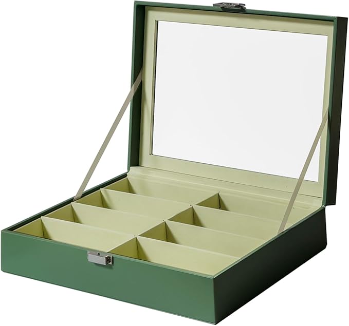 UnionPlus 8-Slots Sunglasses Case Organizer, Eyeglass Glasses Display Holder Collector, Multiple Sunglasses Storage Case, Malachite Green