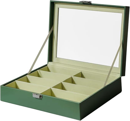 UnionPlus 8-Slots Sunglasses Case Organizer, Eyeglass Glasses Display Holder Collector, Multiple Sunglasses Storage Case, Malachite Green