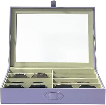UnionPlus 8-Slots Sunglasses Case Organizer, Eyeglass Glasses Display Holder Collector, Multiple Sunglasses Storage Case, Violet