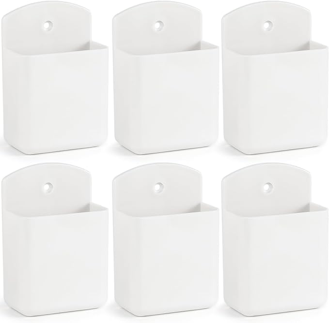 6 Pcs Remote Control Holder Wall Mount, TV Remote Controller Holder - Self Adhesive Marker Holder Wall Mount Pen Holder Storage Organizer for Home Office School(White)