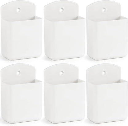 6 Pcs Remote Control Holder Wall Mount, TV Remote Controller Holder - Self Adhesive Marker Holder Wall Mount Pen Holder Storage Organizer for Home Office School(White)