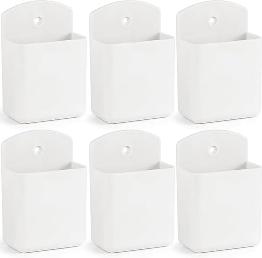 6 Pcs Remote Control Holder Wall Mount, TV Remote Controller Holder - Self Adhesive Marker Holder Wall Mount Pen Holder Storage Organizer for Home Office School(White)