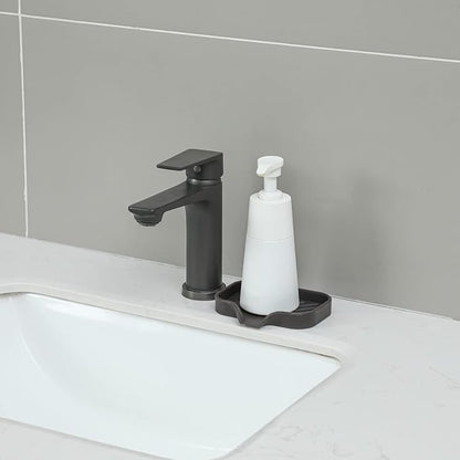 MicoYang Silicone Bathroom Soap Dishes with Drain Spout-Bathroom and Kitchen Sink Organizer,Sponge Holder,Dish Soap Tray,Perfect for Dispenser,Scrubber,Bottle,Cup on Sink or Counter-Coffee 4.9"×3.2"