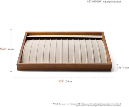 Oirlv Wood 13 Grids Necklace/Bracelet/Pendant Display Tray Jewelry Drawer Organizer Stackable Jewelry Trays (Creamy-white)