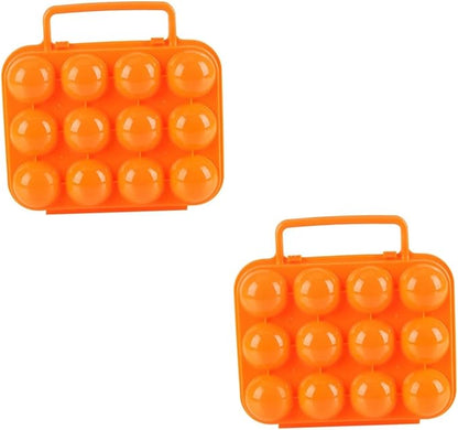 GLEAVI 2pcs Portable Folding Handle Carrier Holder for Eggs Storage Box for Kitchen and Outdoor Use Orange for Camping and Picnics