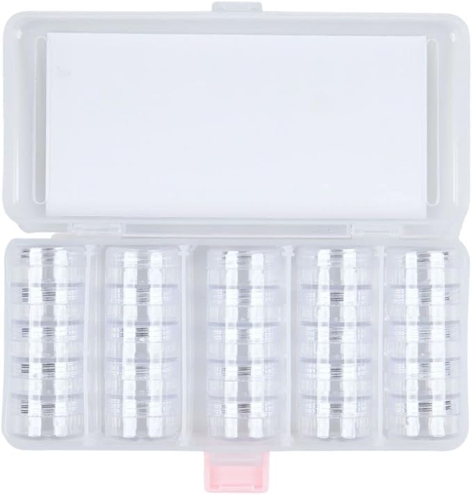 Craft County Clear Organizer Box with 5 Sets of Five Stackable Jars with Lid – 31 Pieces – Great for Diamond Art, Beads, Findings, Saving Space, and More!