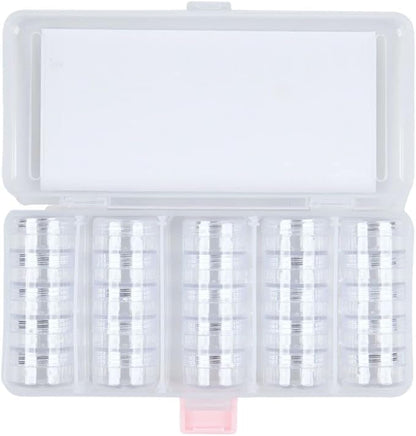 Craft County Clear Organizer Box with 5 Sets of Five Stackable Jars with Lid – 31 Pieces – Great for Diamond Art, Beads, Findings, Saving Space, and More!